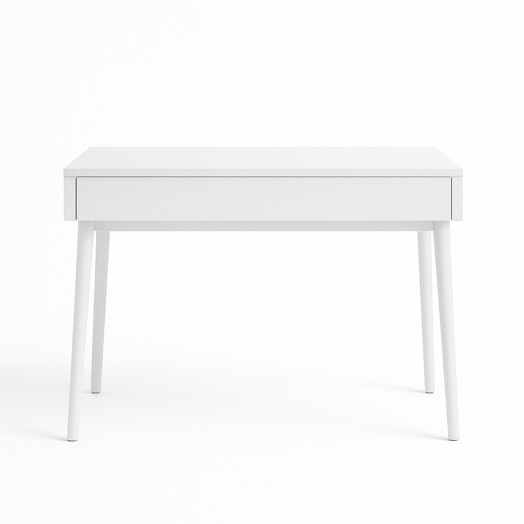 Space saving foldaway desk closed apartment white colour