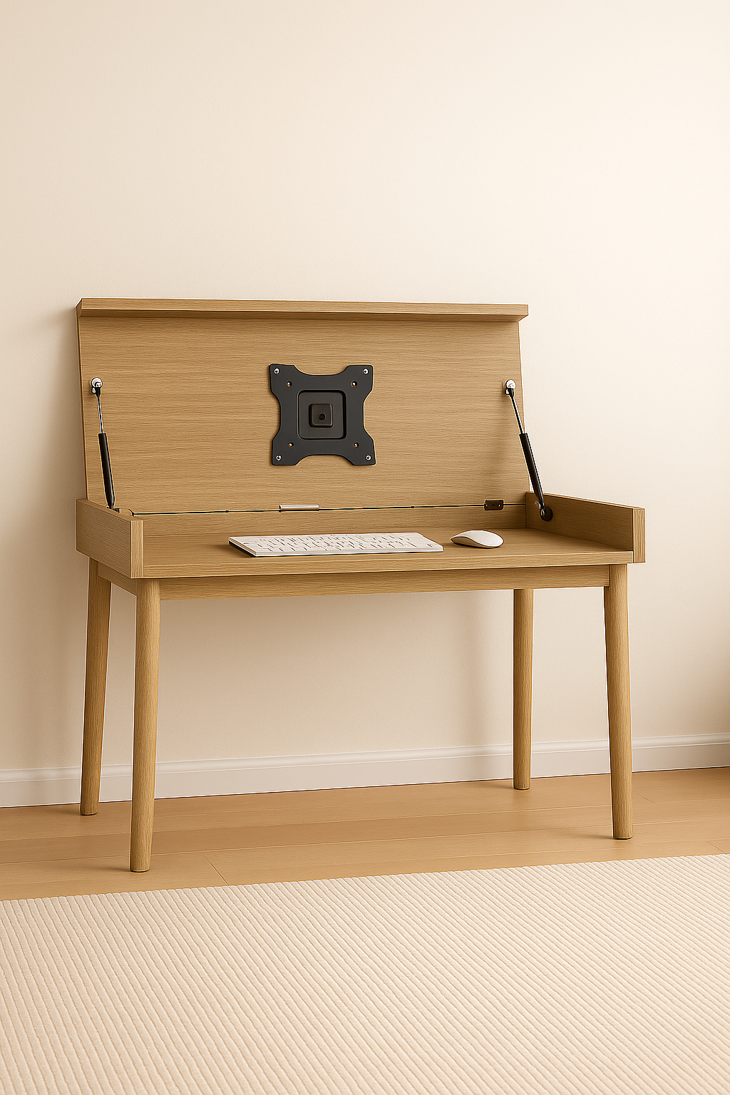 Space saving foldaway desk with VESA mount Ash Colour